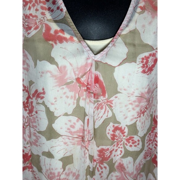 Tommy Bahama Sleeveless Sheer Tank Blouse With Tank Liner Sz M Floral Pattern - Picture 2 of 7